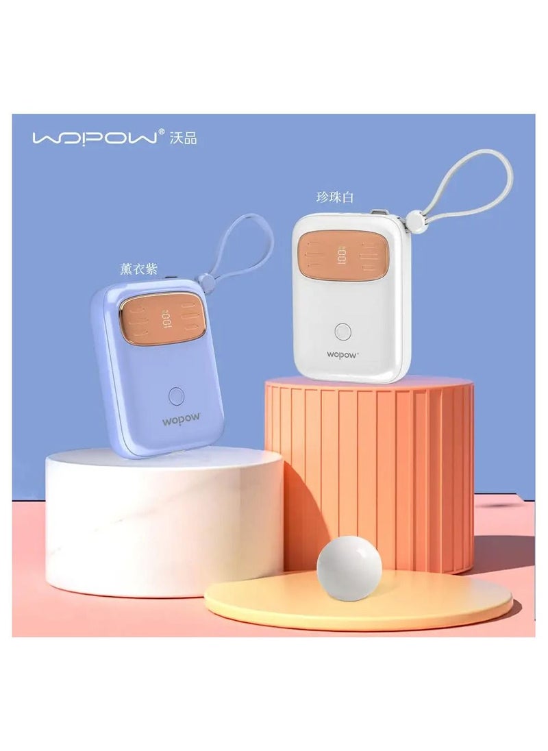 Wopow - Wopow SQ23 Mini Power Bank 10000mAh 22.5W Quick Charging PD 20W with Digital display built in cable For iPhone & C Type - Image 1