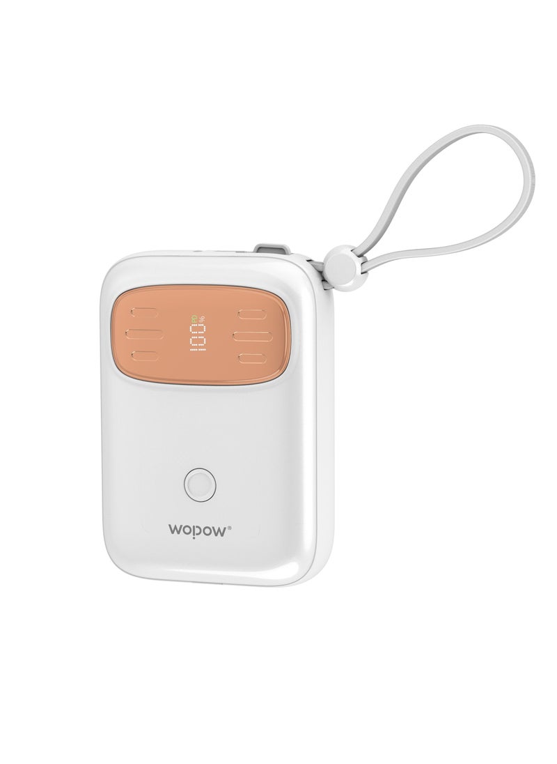 Wopow - Wopow SQ23 Mini Power Bank 10000mAh 22.5W Quick Charging PD 20W with Digital display built in cable For iPhone & C Type - Image 1