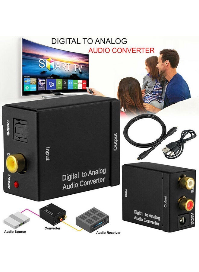 NIBEMINENT Digital Optical Coax to Analog RCA Audio Converter Adapter with Fiber Cable - Image 1