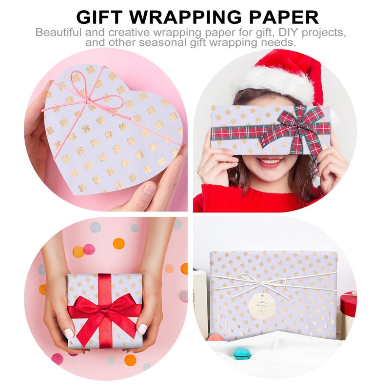 Clover Pattern Wrapping Paper 5 Sheets Set Thickened DIY Gift Decorative Paper for Birthday Book Packing - Image 4