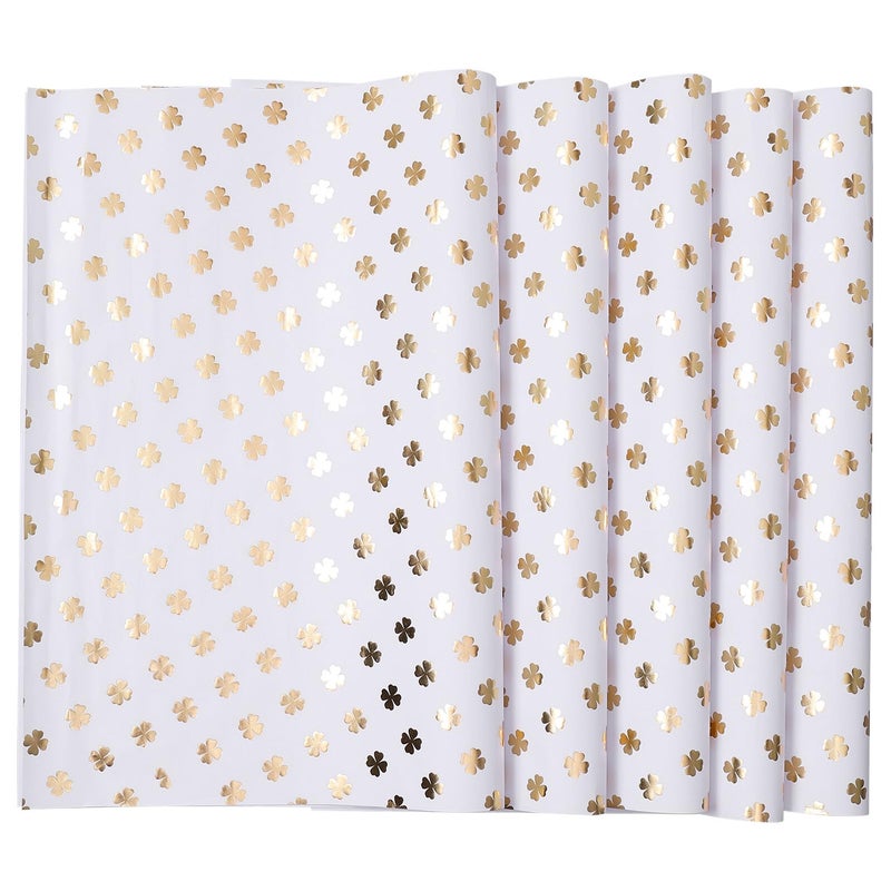 Clover Pattern Wrapping Paper 5 Sheets Set Thickened DIY Gift Decorative Paper for Birthday Book Packing - Image 2