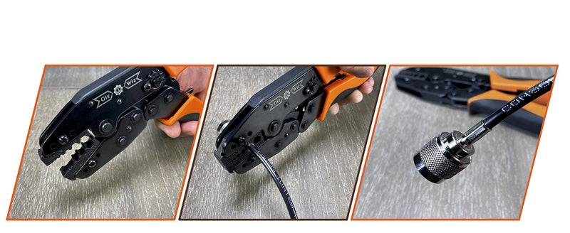 GIZWIZ Professional RF Coax Ratchet Crimp Tool RG58 RG59 RG62 RG174 .255" .187" .068" .213" G-H3A4 - Image 5