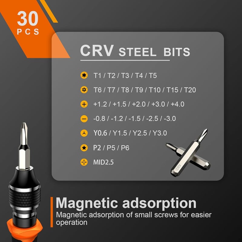 Jorest 40Pcs Small Precision Screwdriver Set with Torx Triwing Phillips, Mini Repair Tool Kit for Macbook, Computer, Laptop, PC, iPhone, PS5, Xbox, Switch, Glasses, Watch, Ring Doorbell, Electronics - Image 4