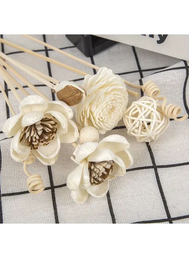 8pcs Lotus Flower Reed Diffuser Set Natural Rattan Wood Home Fragrance Sticks - Image 2