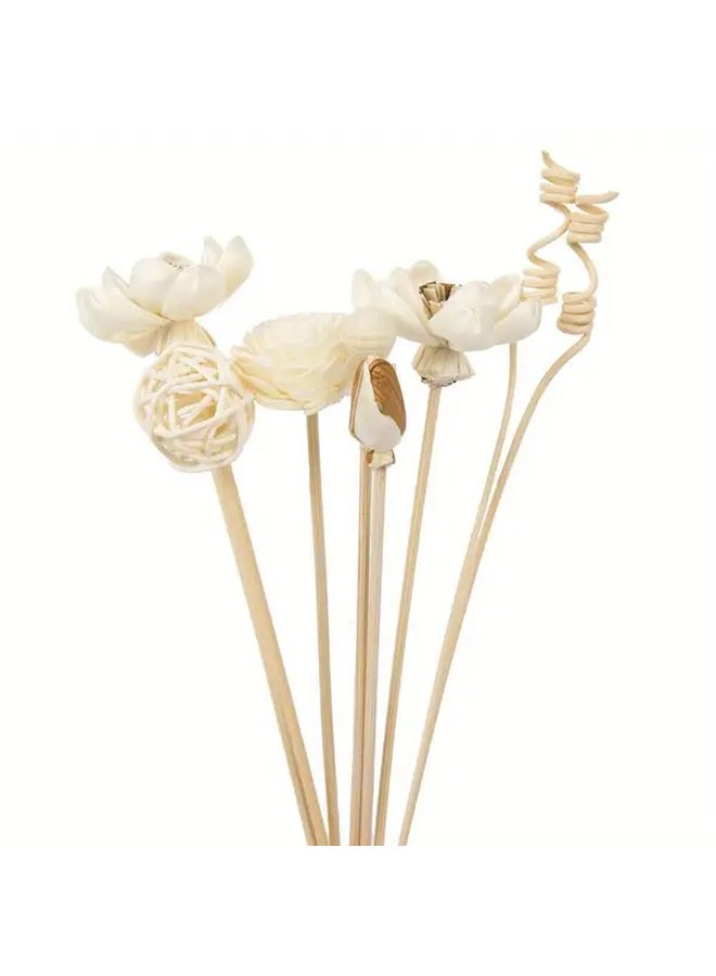 8pcs Lotus Flower Reed Diffuser Set Natural Rattan Wood Home Fragrance Sticks - Image 4