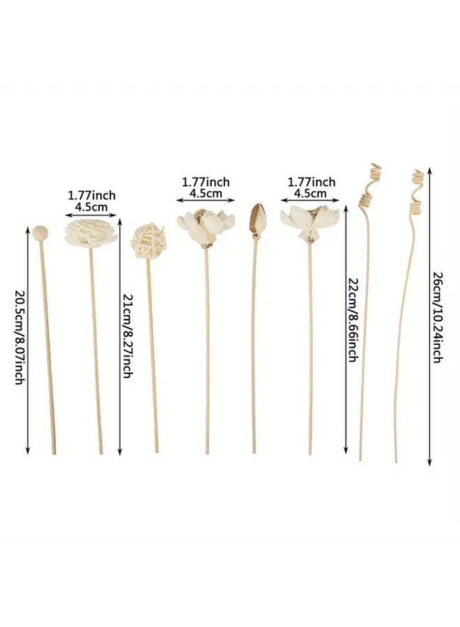 8pcs Lotus Flower Reed Diffuser Set Natural Rattan Wood Home Fragrance Sticks - Image 3