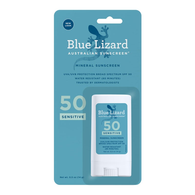 BLUE LIZARD Sensitive Mineral Sunscreen Stick with Zinc Oxide, SPF 50+, Water Resistant, UVA UVB Protection Easy to Apply, Fragrance Free, 0.5 Oz - Image 1
