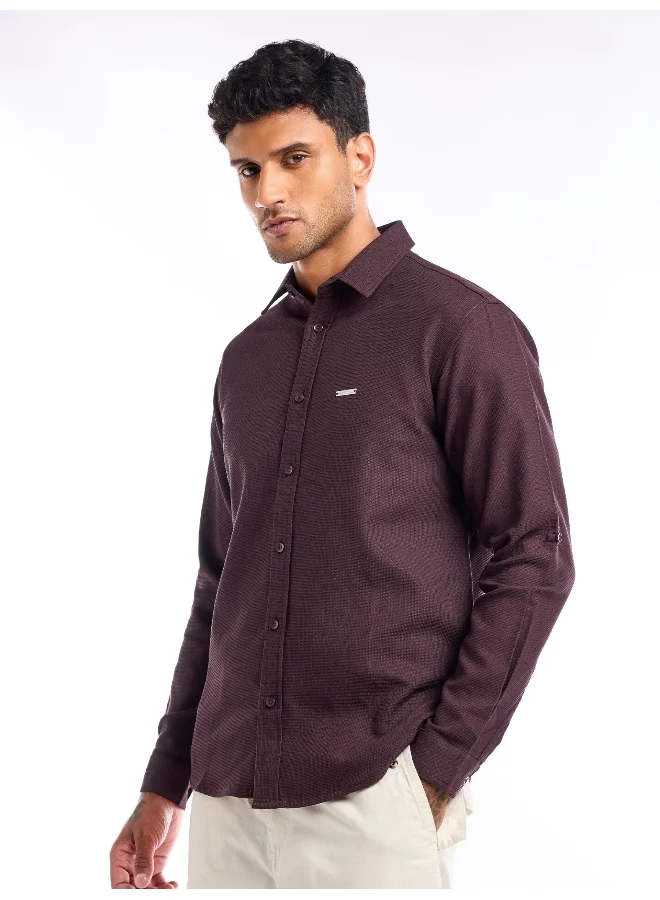 Beyoung Wine Waffle Texture Shirt for Men