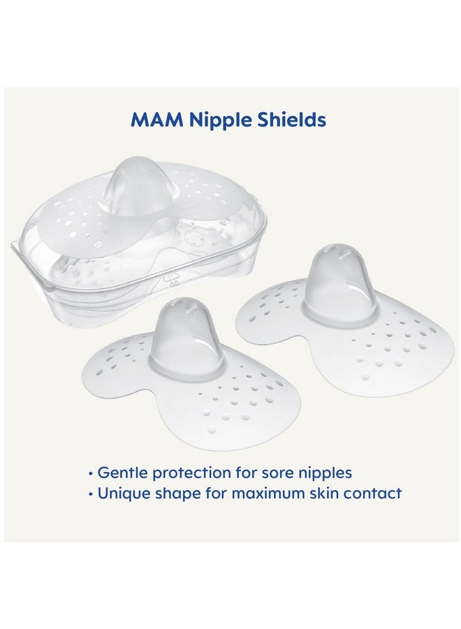 مام واقيات حلمات الرضاعة الطبيعية من مام مع حافظة تخزين معقمة، واقيات حلمات للرضاعة الطبيعية لحديثي الولادة، مقاس 2 متوسط، قطعتان، شفاف - Image 3