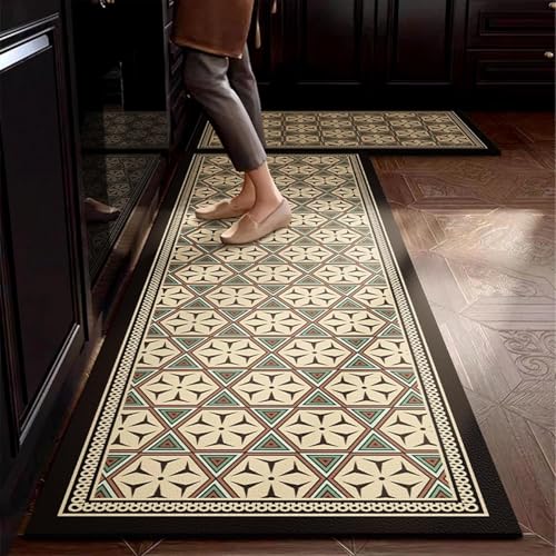 Roslen Non Slip Kitchen Mat for Floor Water-Resistant Floor Rug with Ethnic Printed Mat for Home Decor, Soft Cushioned Long Mat for Daily Use, Anti-Fatigue Runner Rug Carpet for Kitchen Sink & Laundry - Image 1