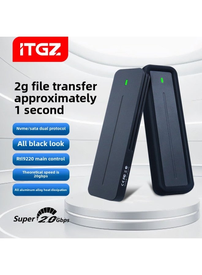 ITGZ M.2 Mobile Solid State Hard Disk Box 10G/20G Dual Protocol 10Gbps Computer Notebook Mobile Phone Universal-Color:[rtl9220 Dual Protocol Hard Drive Enclosure 20g Black]  - Image 3