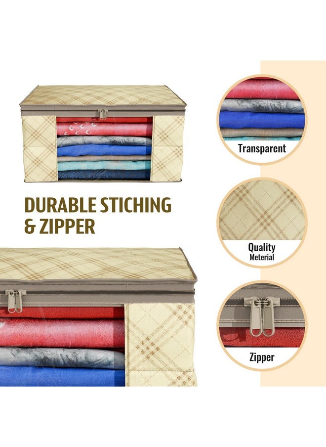 Kuber Industries Kuber Industries Clothes Organizer For Wardrobe (Pack of 12) - Storage Organizer For Saree | Shirts | Salwar and Lehenga Chunni - Dress Organizer For Wardrobe - Saree Covers With Zip (Beige)  - Image 5