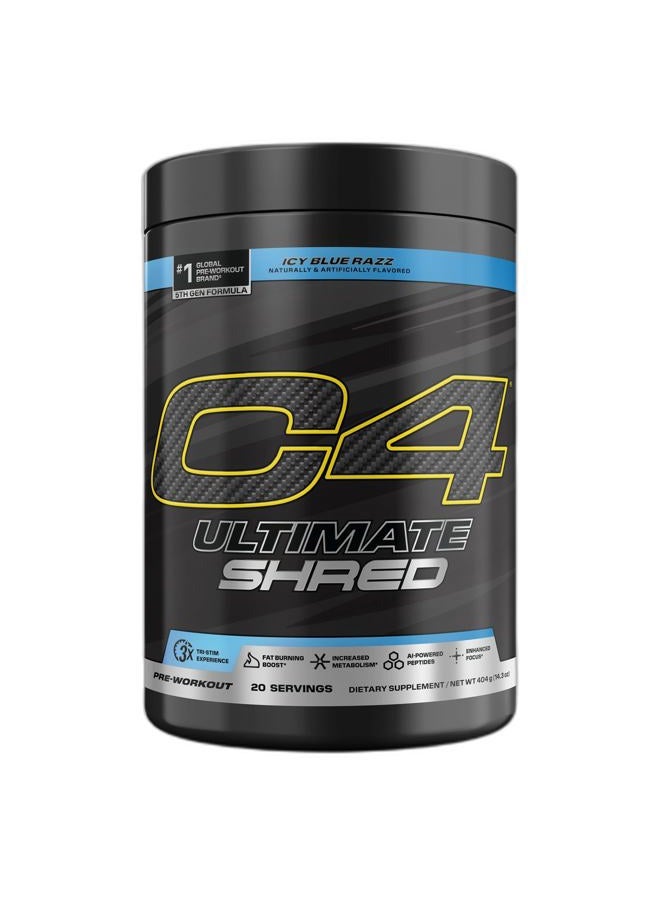 C4 Cellucor C4 Ultimate Shred Pre Workout Powder for Men & Women, Metabolism Supplement with Ginger Root Extract, ICY Blue Razz, 20 Servings (Pack of 1) - Image 1