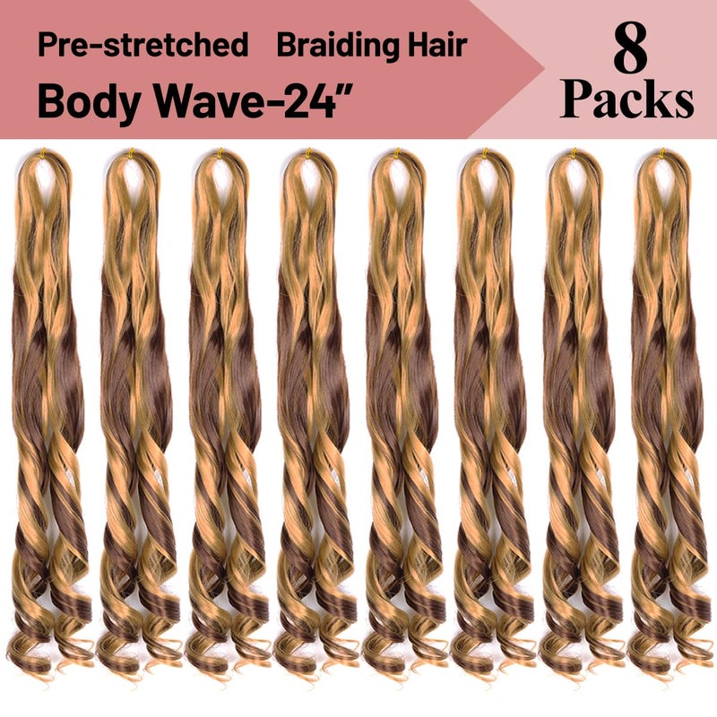 Luoyudu Curly Braiding Hair 8 packs Spanish Curly Crochet Hair P27/33 Bouncy Braiding Hair Extensions 24 Inch Pre Stretched French Curl Braids Hair (24 Inch Pack of 8,P27/33) - Image 4