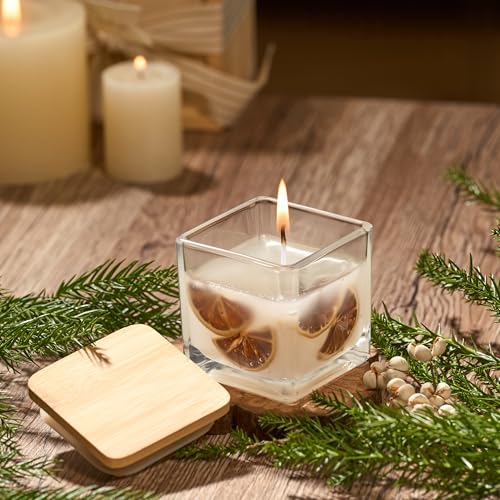 Danmu 4 oz Square Glass Jars with Bamboo Lids - Thick Bottom Clear Candle Making Jars, Empty Containers for DIY, Storage, Crafts, Wedding Favors 12 Pack - Image 3
