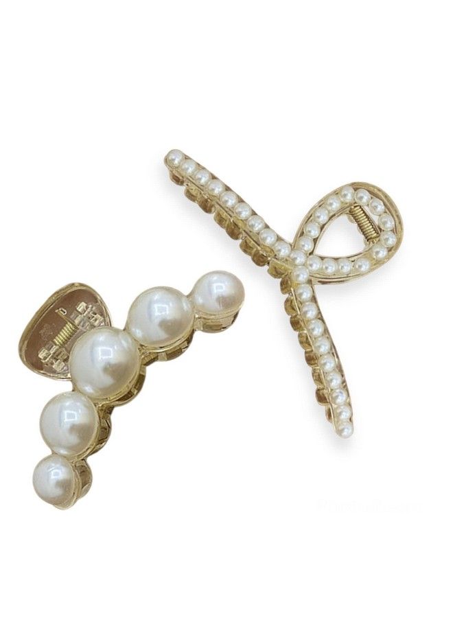 Pactiv Pearl Hair Clawstyling Hair Clips Strong Hold Hair Jaw Clips Big Hair Clips Barrettes Nonslip Birthday Business Gift Hair Accessories For Women Girls Daughter Girlfriend(2 Pack) - Image 1