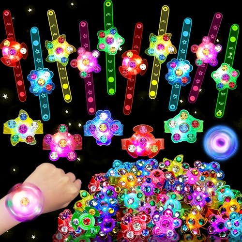 Basytodio 24PCS Light Up Fidget Spinner Bracelets Party Favors for Kids 48 812 Easter Basket Stuffers Classroom Goodie Bag Stuffers Prizes Box Toys Pinata Fillers Bulk Toys Glow in Dark Easter Birthday Gifts - Image 1