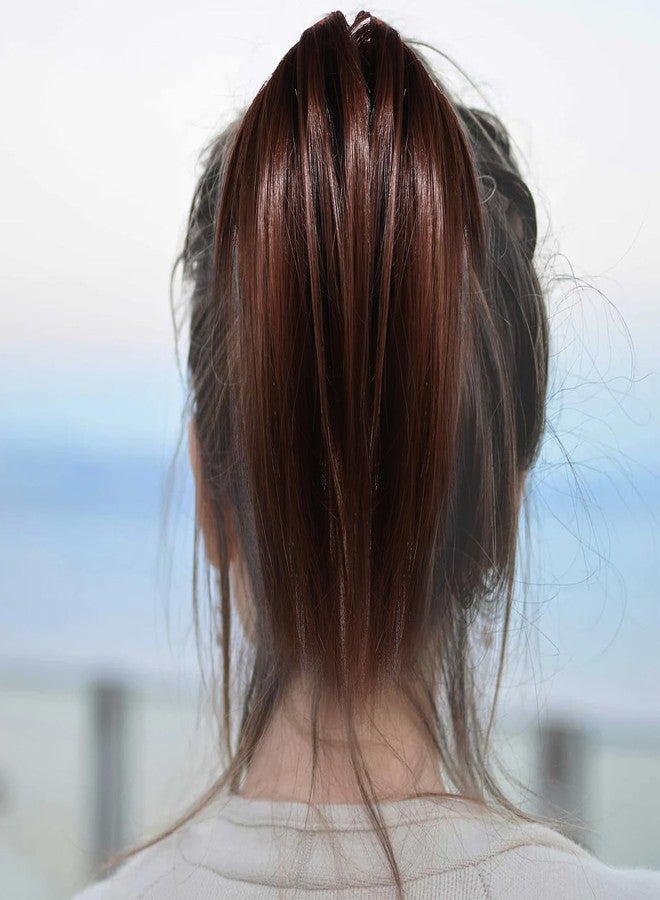 Vtrem Women Ponytail Wig Claw: 12 Inch Dark Brown Short Hairpiece Straight Messy Bun Hair Piece Clip Hairpiece Pony Tails Hair Toppers - Image 3