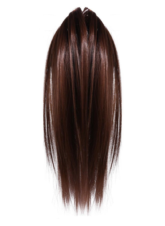Vtrem Women Ponytail Wig Claw: 12 Inch Dark Brown Short Hairpiece Straight Messy Bun Hair Piece Clip Hairpiece Pony Tails Hair Toppers - Image 1