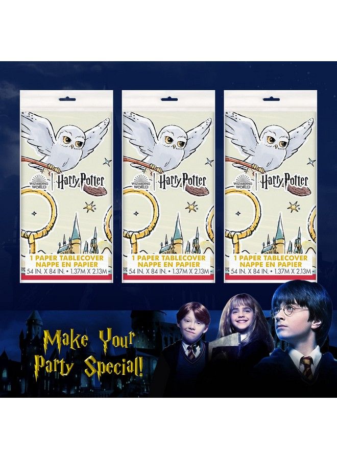Unique Harry Potter 3 Count Tablecovers Party Supplies With Hogwarts Castle Owl Stars Backdrop Kid Theme Wizard Birthday Supply Decor Set Of Table Bulk Decoration Kit - Image 4