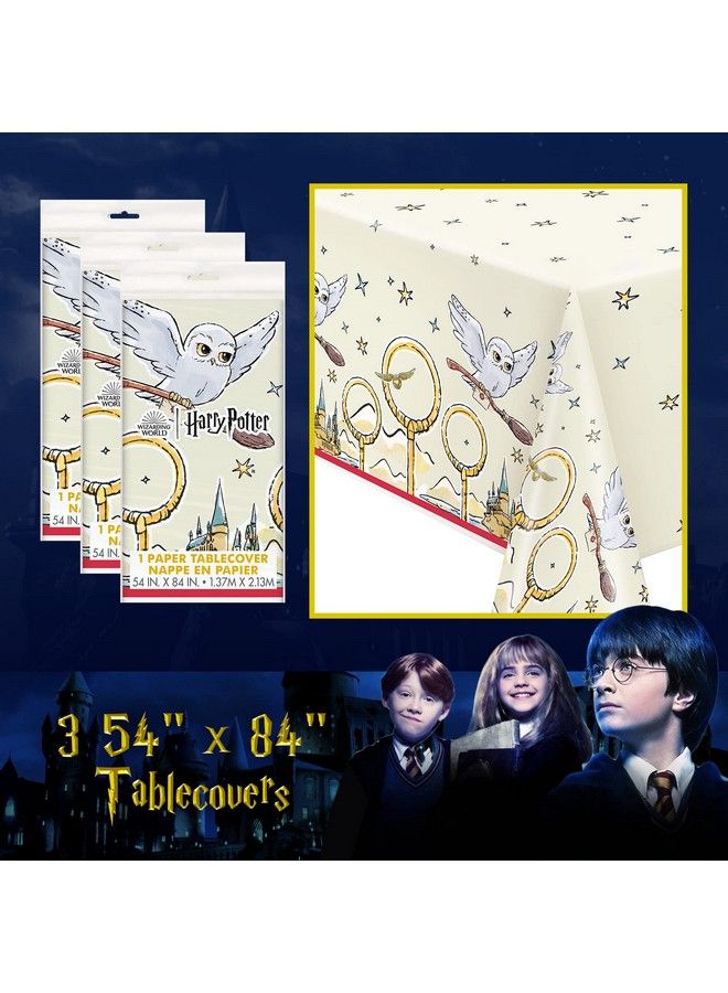 Unique Harry Potter 3 Count Tablecovers Party Supplies With Hogwarts Castle Owl Stars Backdrop Kid Theme Wizard Birthday Supply Decor Set Of Table Bulk Decoration Kit - Image 3