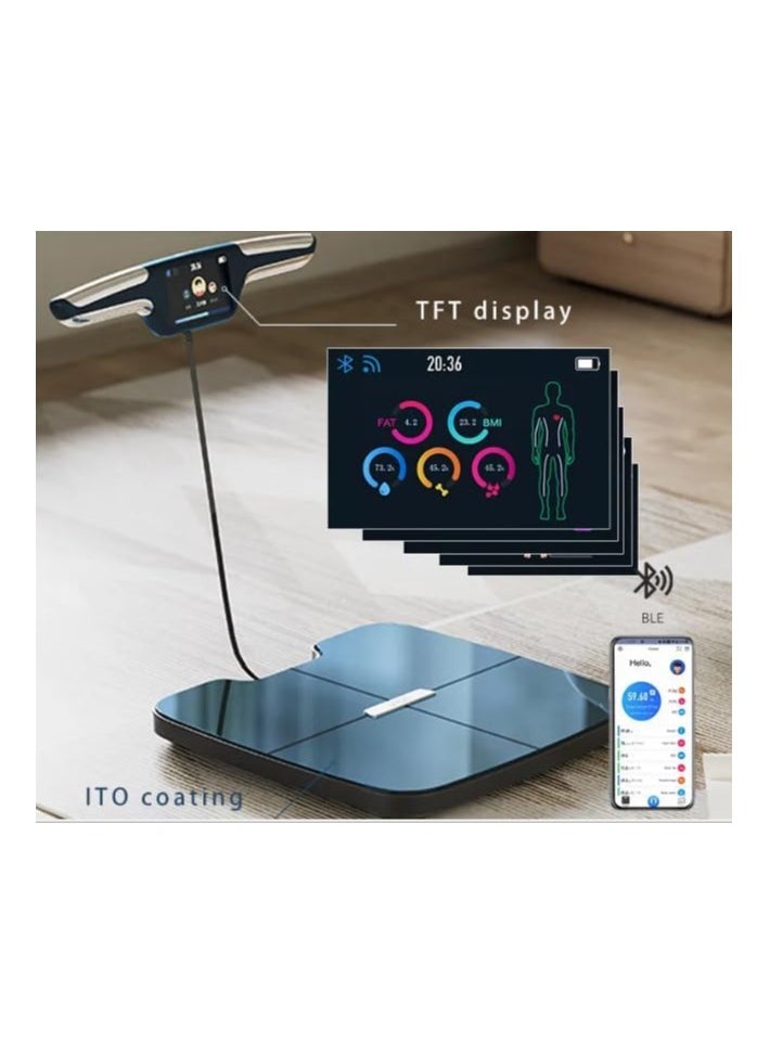 iStep  - Digital Smart  Scale 8 Electrode WiFi Bluetooth Dual Frequency ITO Coating 51 Body Composition Metrics Smart Body Fat with TFT High Definition Dispaly - Image 1