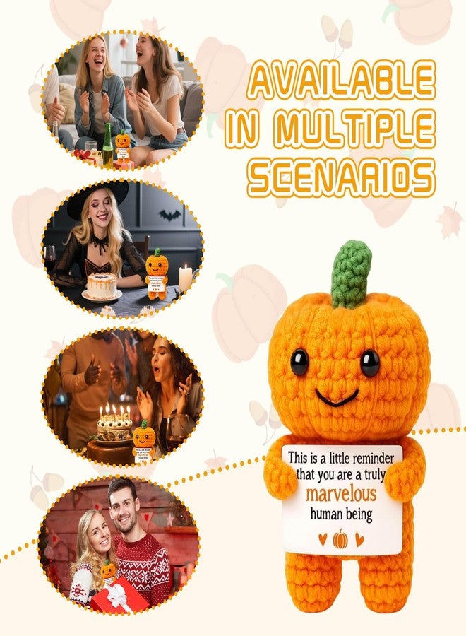 Gorbgle Pumpkin Emotional Crochet Support Gifts, Inspirational Birthday Gifts for Women, Funny Emotional Support Crochet Plush Decor for Men Mom Dad Husband Daughter Sister Best Friend Coworker - Image 4