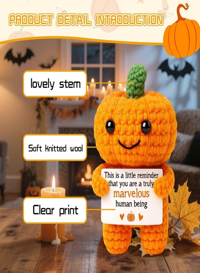 Gorbgle Pumpkin Emotional Crochet Support Gifts, Inspirational Birthday Gifts for Women, Funny Emotional Support Crochet Plush Decor for Men Mom Dad Husband Daughter Sister Best Friend Coworker - Image 3