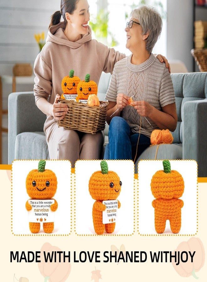 Gorbgle Pumpkin Emotional Crochet Support Gifts, Inspirational Birthday Gifts for Women, Funny Emotional Support Crochet Plush Decor for Men Mom Dad Husband Daughter Sister Best Friend Coworker - Image 2