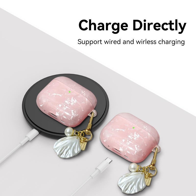CASEFUN Compatible with AirPods 4 Case 2024, Cute TPU Protective Case Cover for AirPods with Cleaner Kit and Shell Lanyard Accessories for Women Girls (Pink) - Image 5