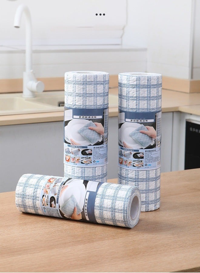 Packs of 2 Kitchen Disposable Wipes, 30 Per Roll, Wet and Dry Chequered Print, 20 x 20cm - Image 1