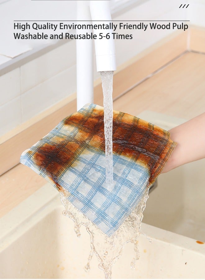 Packs of 2 Kitchen Disposable Wipes, 30 Per Roll, Wet and Dry Chequered Print, 20 x 20cm - Image 3