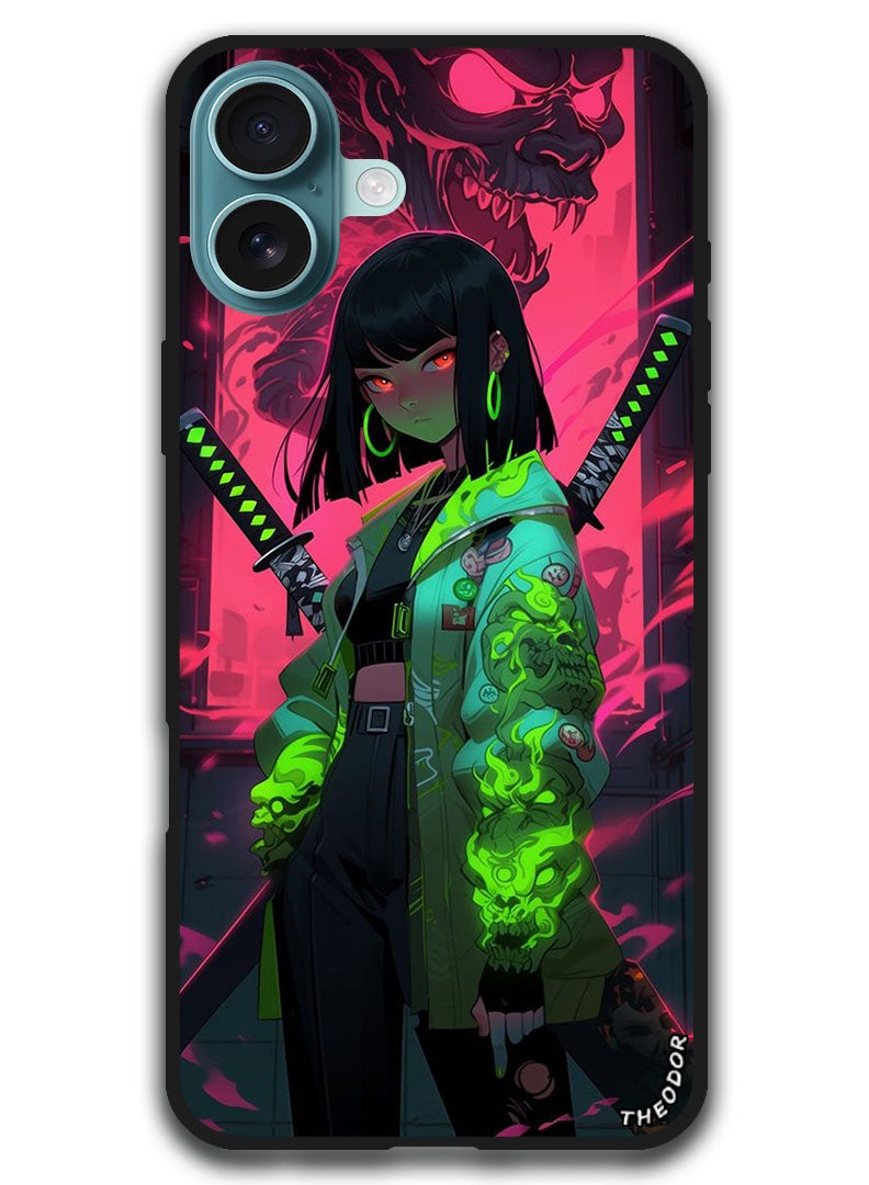 Theodor Protective Case Anti Scratch Shock Proof Bumper Cover For iPhone 16 Plus (6.7)-inch Japanese Girl - Image 1