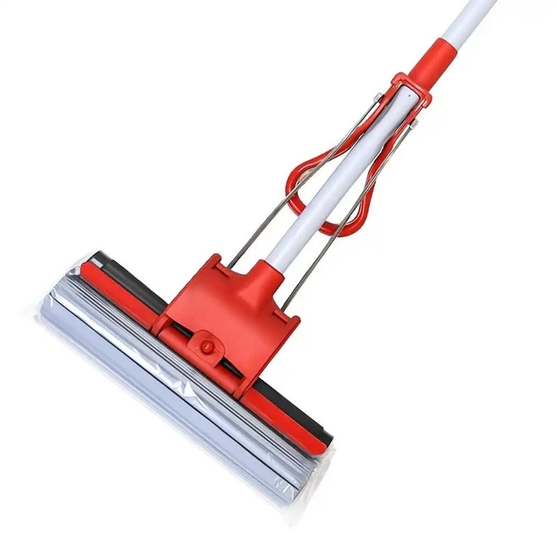Kovar Self Wringer Magic Roller PVA Sponge Mop With Telescopic Trigger Up Handle- Red - Image 1