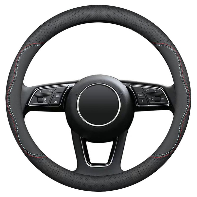 Steering Wheel Cover: O-Shaped 38cm Breathable Leather - Anti-Slip Textured Surface Steering Wheel Protector for Most Sedans, SUVs, MPVs and Year-Round Driving Comfort - Image 5