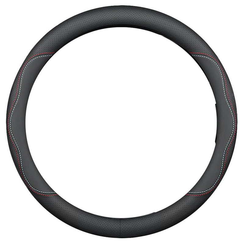 Steering Wheel Cover: O-Shaped 38cm Breathable Leather - Anti-Slip Textured Surface Steering Wheel Protector for Most Sedans, SUVs, MPVs and Year-Round Driving Comfort - Image 1