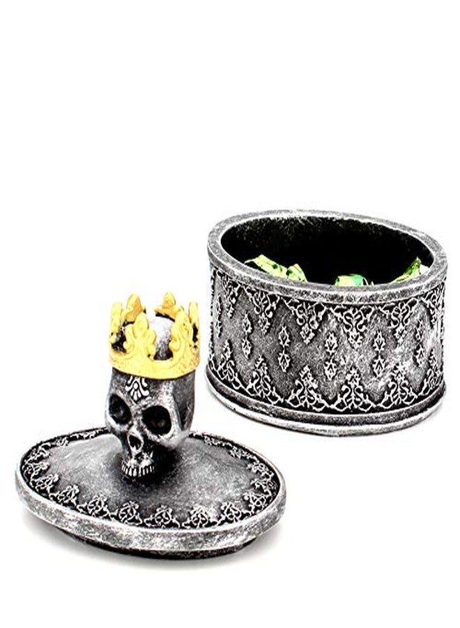 Aestivate Skeleton Head Black Skull Jewelry Box Holder Organizer with Crown Halloween Skeleton Decorations Home Skull Decor - Image 4
