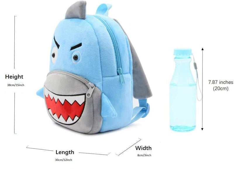 Blue Tree Cute Kids Backpack Toddler Bag Plush Animal Cartoon Mini Travel Bag for Baby Girl Boy 1-6 Years (Shark) - Image 3