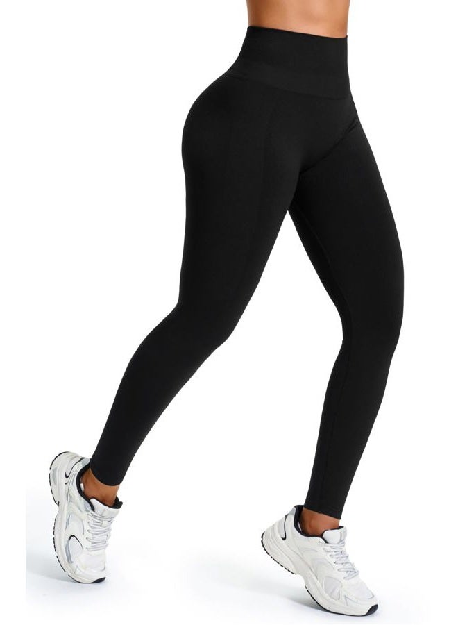 JOYSPELS SEAMX Scrunch Workout Leggings for Women - High Waisted Seamless Booty Lifting Squat Proof Gym Sculpting Activewear, Black, S - Image 2