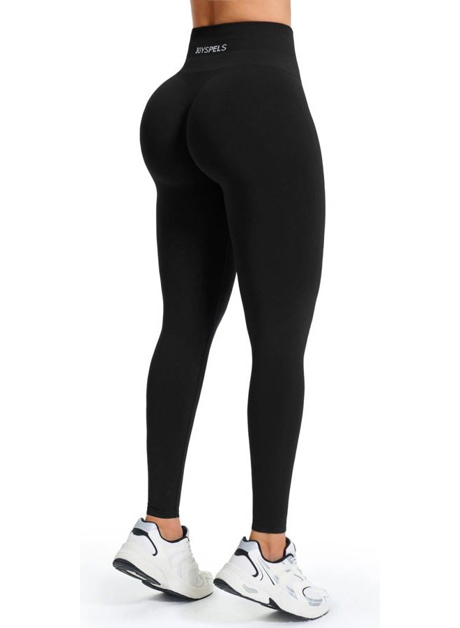 JOYSPELS SEAMX Scrunch Workout Leggings for Women - High Waisted Seamless Booty Lifting Squat Proof Gym Sculpting Activewear, Black, S - Image 3