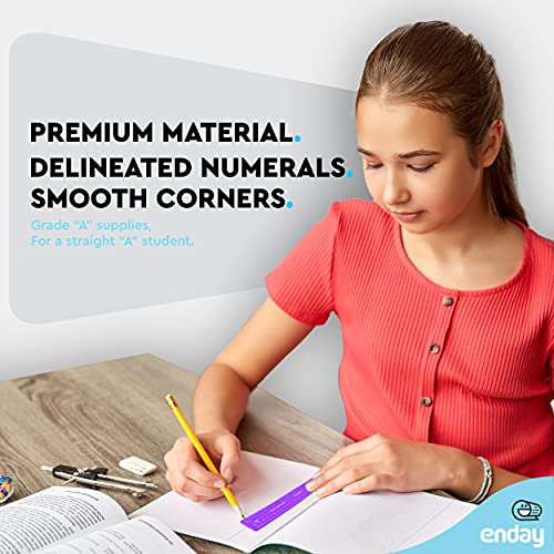Enday Flexible Purple Ruler, 12 in (30 cm) Soft Plastic Shatter Resistant Straight Edge, Bendable Kids & Adults Ruler w/Inches & Metrics - Image 2