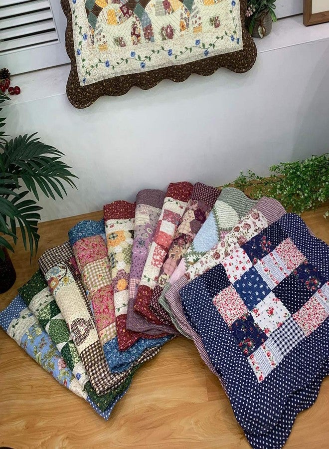 vctops 2-Piece Boho Cotton Quilted Bed Pillow Shams Floral Printed Patchwork Pillow Shams Set, Standard Size (1132 Red, 20"x28") - Image 4