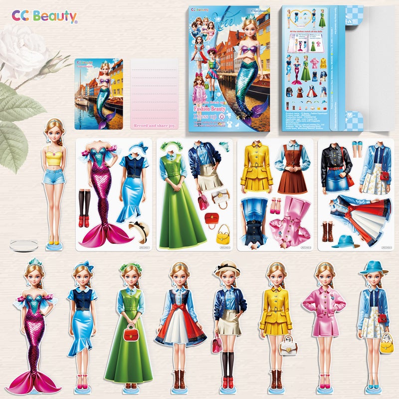 Baby Princess Magnetic Dressing Stickers Can Be Repeatedly Pasted With Clothes Sticker Book Children Girl Toy Doll Puzzle - Image 1