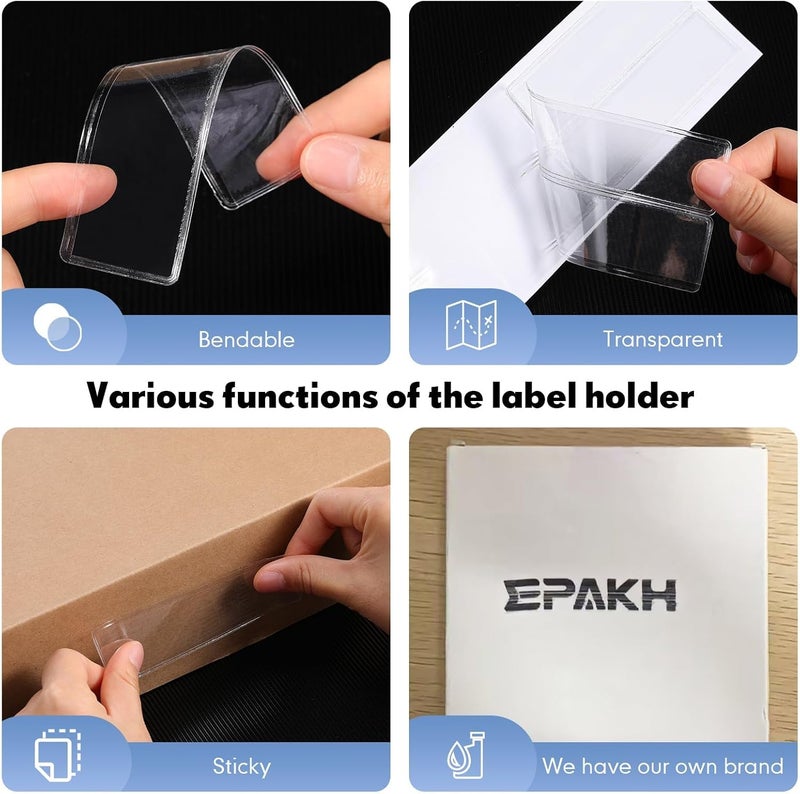 KASTWAVE 50 Pack Adhesive Label Holders, Clear Plastic Label Pockets 1.2 x 4.3 Inch for Drawers, Shelves, Storage Bins, Mailbox, Library, Classroom, and Office Organization - Image 3