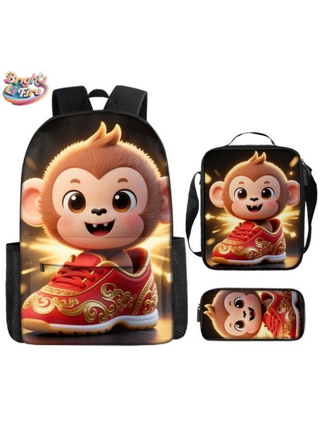 Bright Li Fire Fashion password for student teenagers! Popular cartoon bag three-piece set, practical and eye-catching (available for students, children, friends outings, mountain climbing, school, etc.) - 74 - Image 1