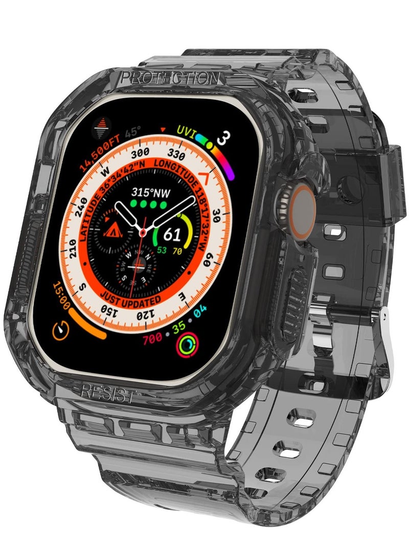 NIBEMINENT Compatible 2022 Apple Watch Ultra 49mm Band with Protective Bumper Crystal Clear Soft Sport Wristband  - Image 1