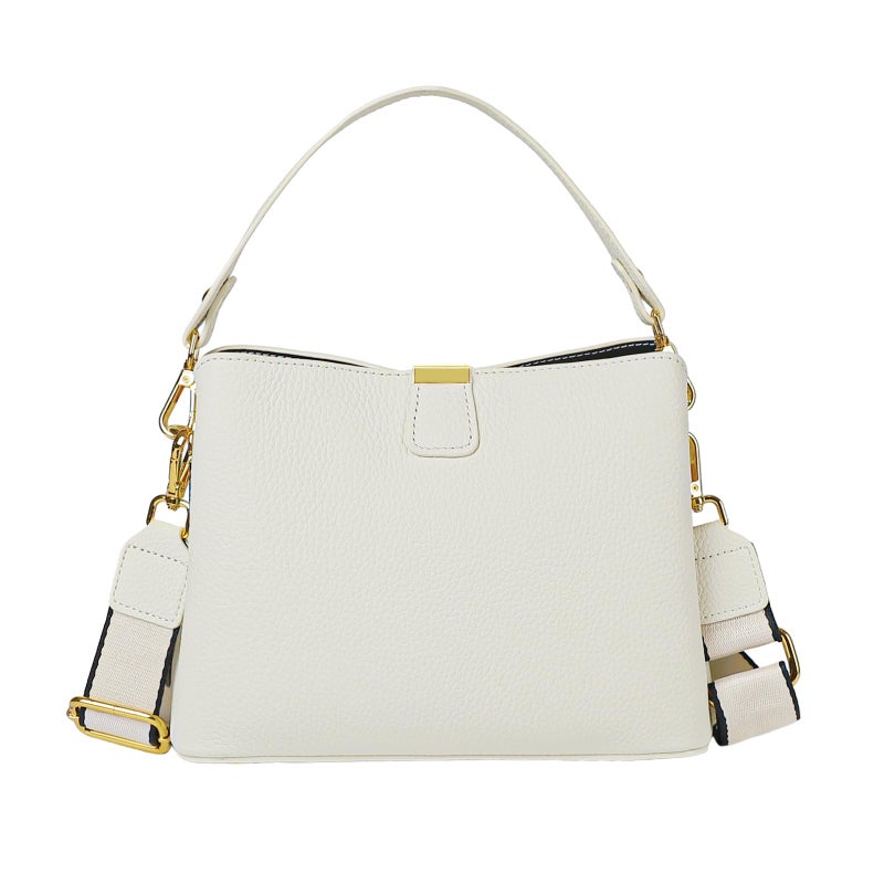 imeetu Crossbody Bags for Women, Genuine Leather Shoulder Bag, Womens Purses with Zipper & 3 Styles Straps (White) - Image 1