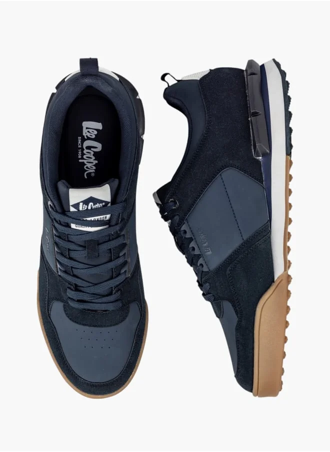 لي كوبر Mens Panelled Sneakers With Lace-Up Closure