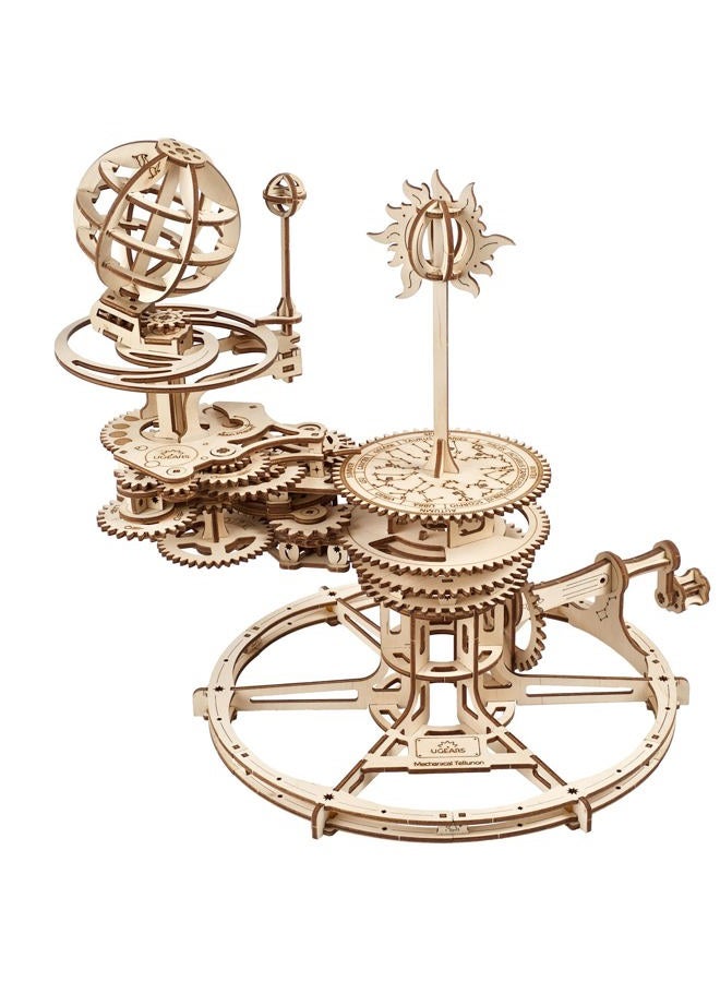UGEARS Mechanical Tellurion 3D Puzzle Planetarium Solar System Model Kit for Self-Assembly Idea Earth and Moon Jigsaw 3D Wooden Puzzles for Adults Rotating Astronomy - Image 1
