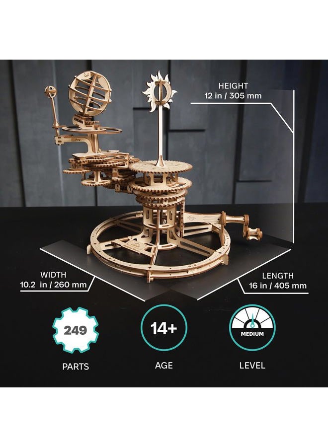 UGEARS Mechanical Tellurion 3D Puzzle Planetarium Solar System Model Kit for Self-Assembly Idea Earth and Moon Jigsaw 3D Wooden Puzzles for Adults Rotating Astronomy - Image 2